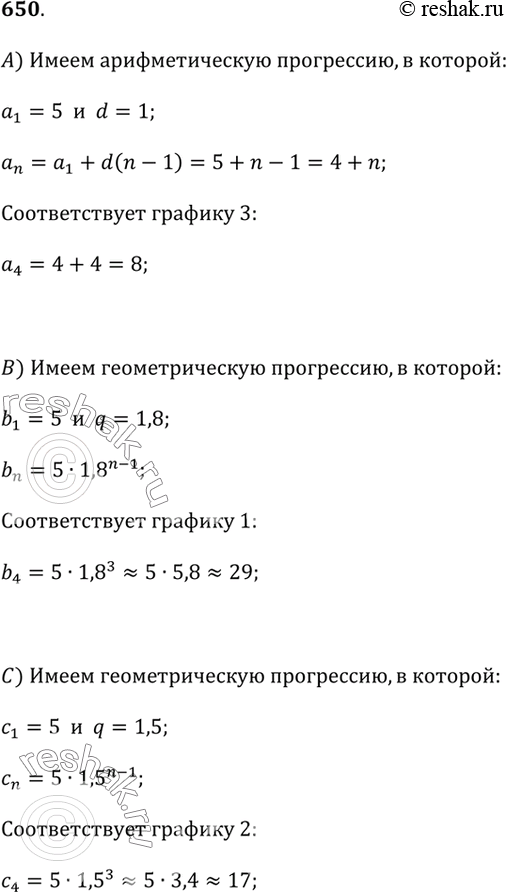 Изображение 650. Три фирмы А, В и С одновременно начали свою деятельность, и в первый год каждая из них получила доход 5 млн р. В последующие пять лет их доход рос так: в фирме А...