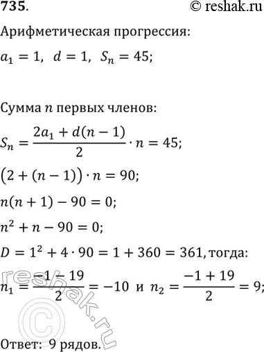 Изображение 735. Фигура составлена из правильных шестиугольников так, что в верхнем ряду находится один шестиугольник, а в каждом следующем ряду на один шестиугольник больше, чем в...
