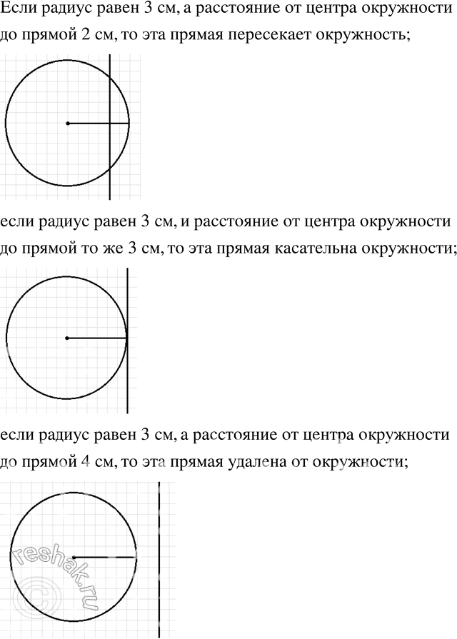 Изображение 275 В таблице даны радиус окружности и расстояние от центра этой окружности до некоторой прямой.Радиус окружности, см	3	3	3Расстояние от центра окружности до...