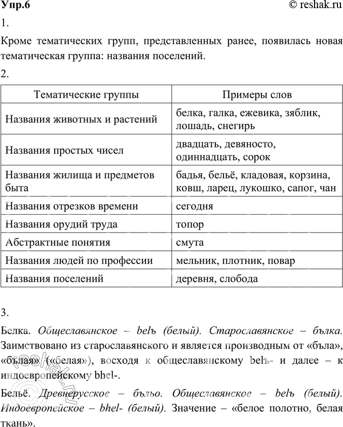 Изображение 6.	1) Прочитайте примеры слов, которые возникли в древнерусском языке.К каким тематическим группам можно отнести эти слова? Какую новую тематическую группу можно...